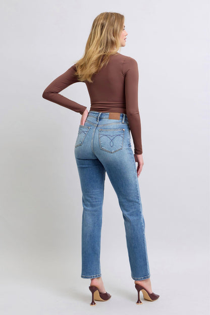 Full Size Run Vintage Wash Thermal Straight Jeans - Znvia