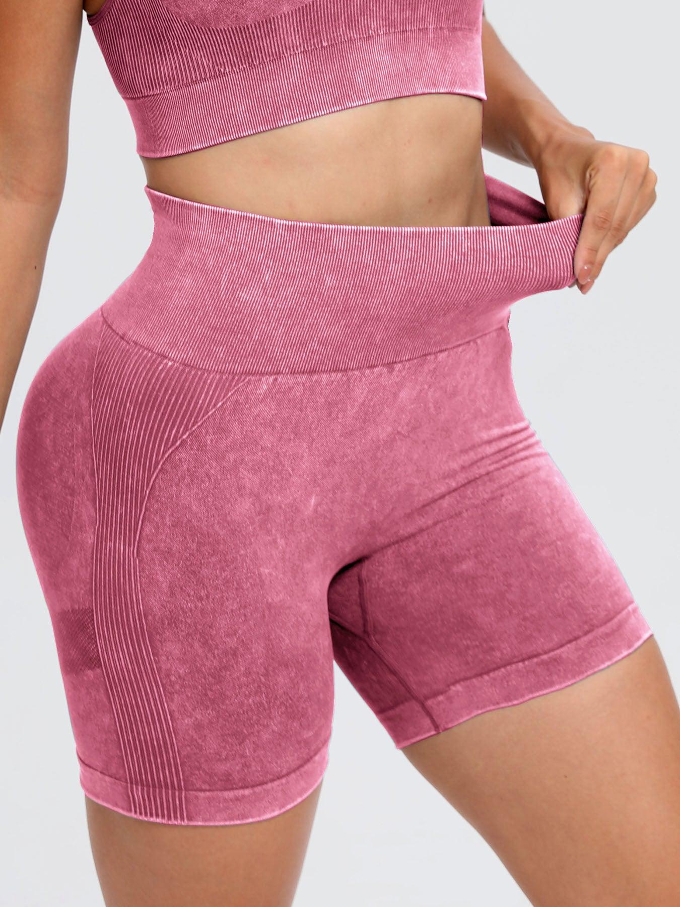 Washed High Waist Active Shorts - Znvia