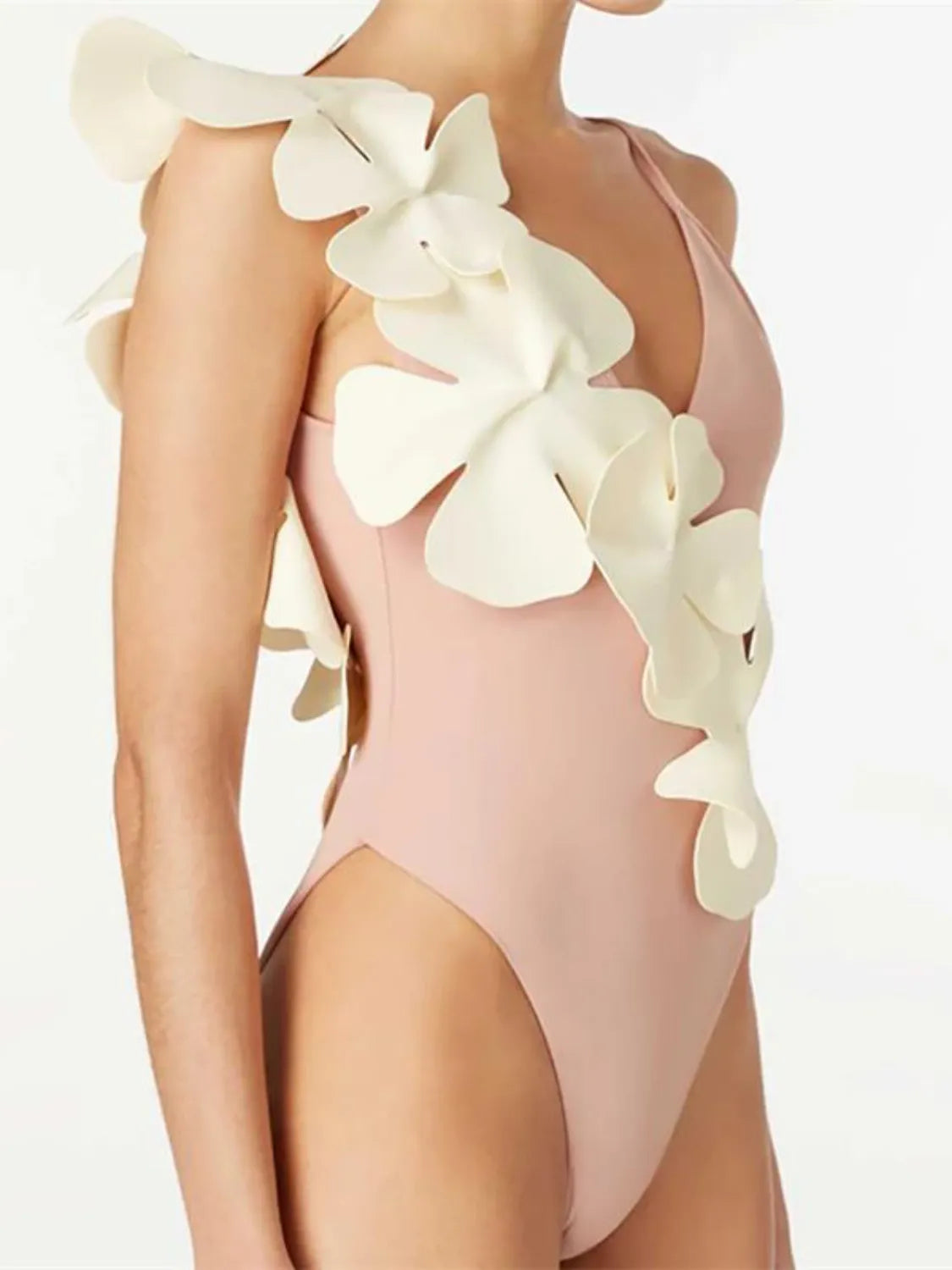 Contrast Flower Spaghetti Strap One-Piece Swimwear for Women - Znvia