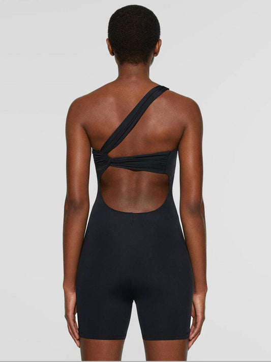 Single Shoulder Active Romper – Elevate Your Activewear Game with Effortless Style! - Znvia