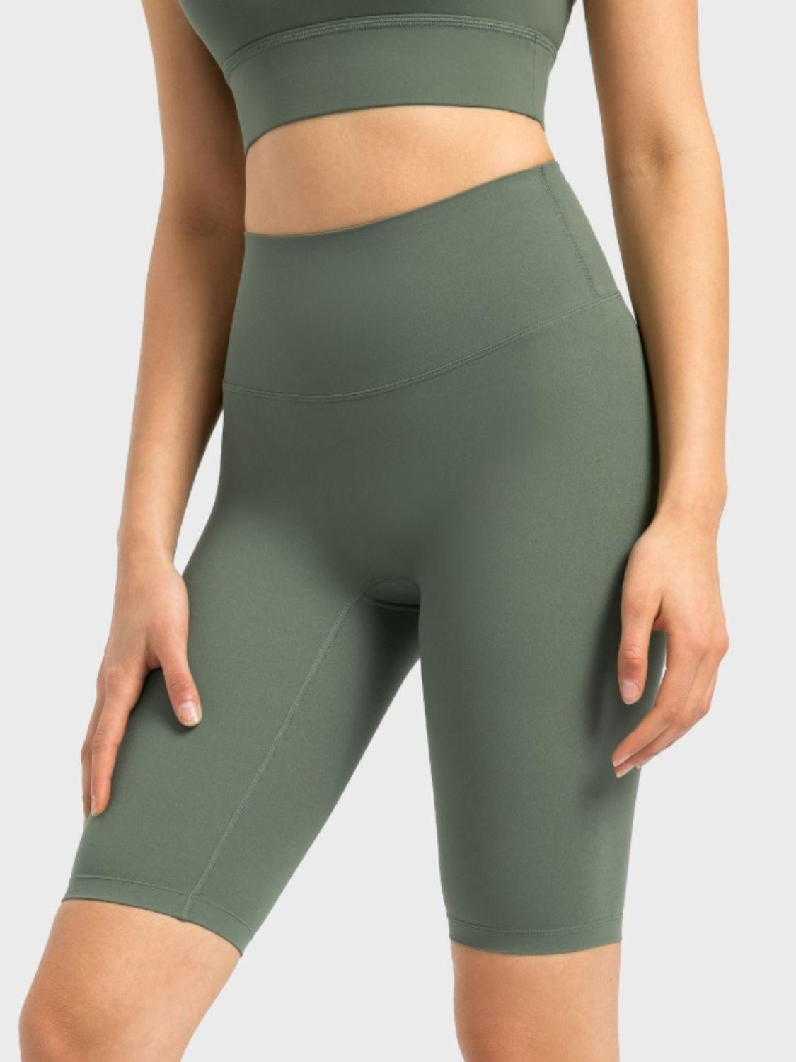High Rise Wide Waistband Active Shorts - Znvia